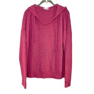 Maurices Knit Teddy Bear Sherpa Soft Hoodie Pullover Women's Size XL Pink